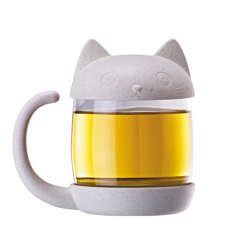 Unemug 250ml Teetasse Aus Glas In Katzenform Mit Fischförmigem Teesieb