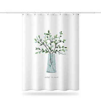 Duschvorhang, Schimmelhemmend – Duschvorhang – Botanisches Muster – Wasserdicht – Inklusive Ringe – 180 X 180 Cm – Polyester – Grün & Weiß
