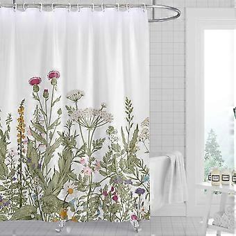 Duschvorhang „rock Cloud Floral“, 120 X 180 Cm, Badezimmer-duschvorhang-set Mit Aquarellblumenmuster, Inklusive Haken, Dekoratives Botanisches Blättermuster, Maschinenwaschbar