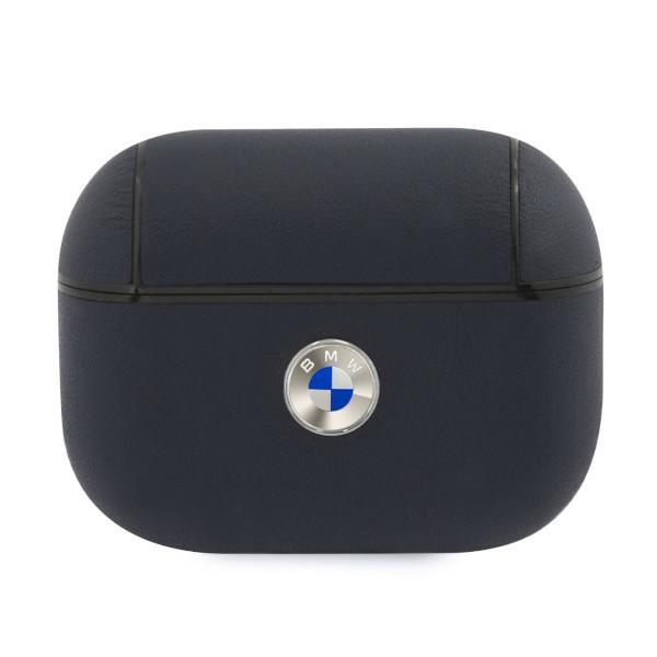 Bmw Bmapsslna Airpods Pro Hülle Marineblau Echtleder Silbernes Logo