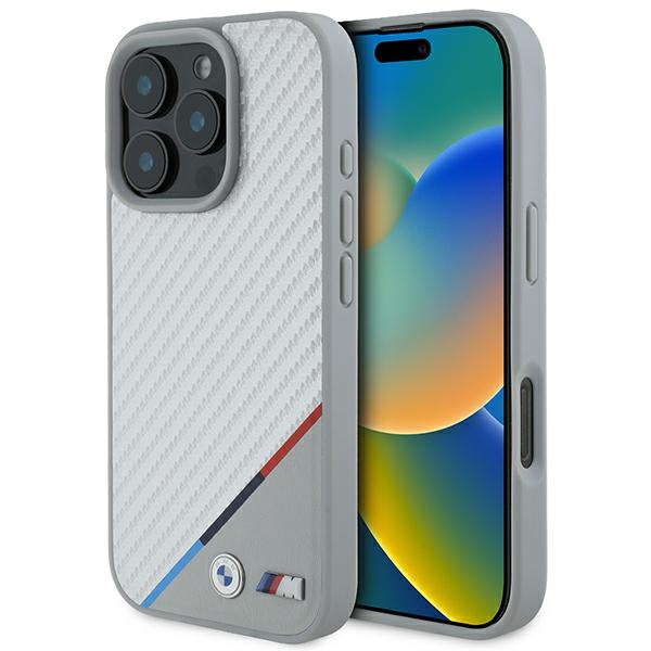 Bmw Bmhmp16l23pudts Iphone 16 Pro 6,3" Grau/grau Hartschalenkoffer M Carbon Tricolor Line Magsafe