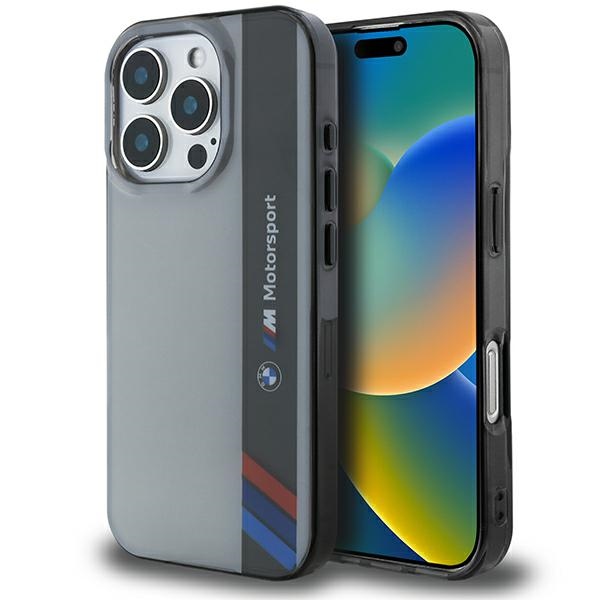 Bmw Bmhcp16l23htfeg Iphone 16 Pro 6,3" Grau/graue Hartschalen-schutzhülle Motorsport Iml Vertikalstreifen