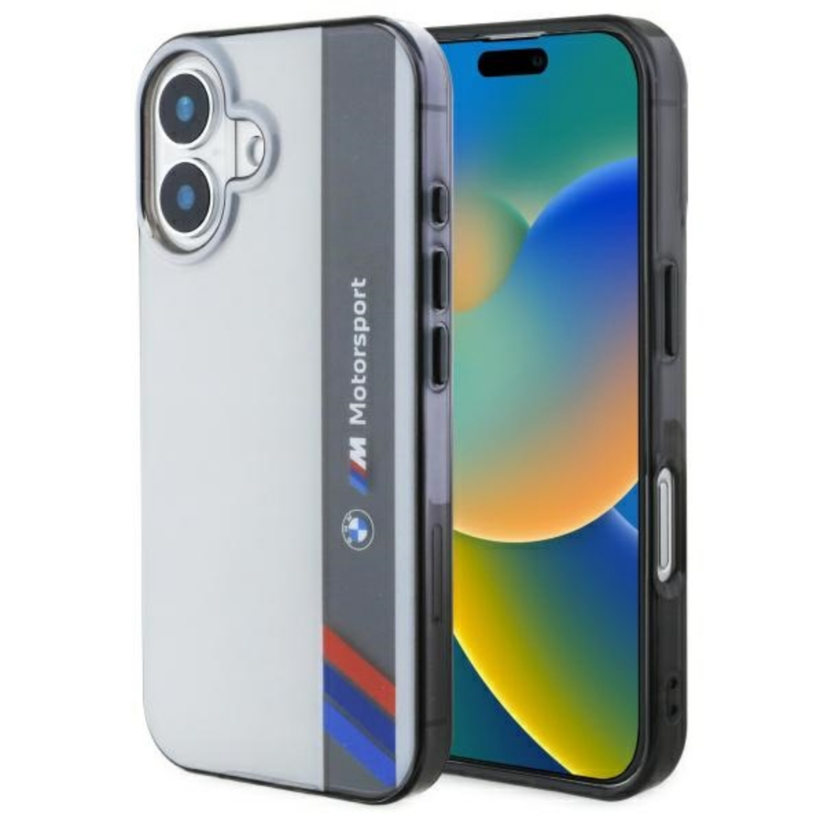 Bmw Bmhcp16s23htfeg Iphone 16 6,1" Grau/graue Hartschalen-schutzhülle Motorsport Iml Vertikalstreifen