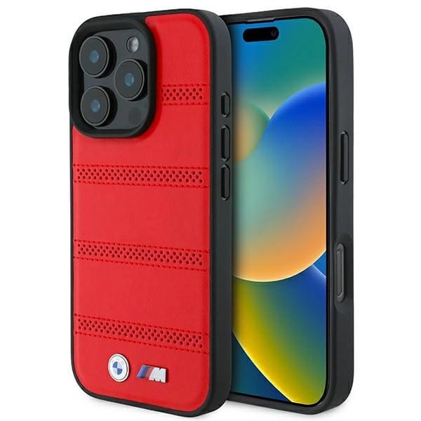 Bmw Bmhmp16l23puspr Iphone 16 Pro 6,3" Rot/rot Hartschalenetui Mit M-perforation Und -naht, Magsafe