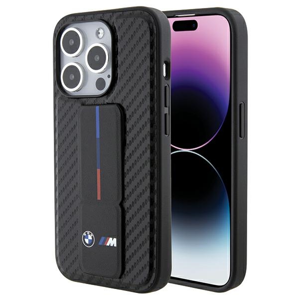 Bmw Bmhcp15lgspcck Iphone 15 Pro 6,1" Schwarze/schwarze Hartschalen-schutzhülle Mit Griff Und Ständer, Glatt Und Carbon