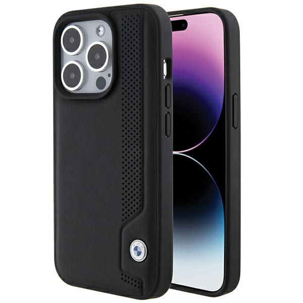 Bmw Bmhcp15x22rbdk Iphone 15 Pro Max 6,1" Schwarze/schwarze Hartschalen-lederhülle Mit Blauen Punkten