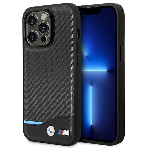 Bmw Bmhcp14l22nbck Iphone 14 Pro 6,1" Hülle Schwarzes Leder Carbon