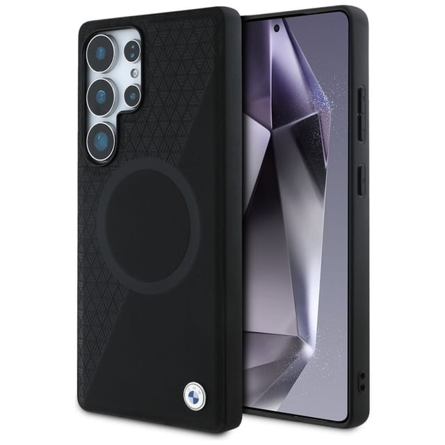 Bmw Lederhülle Mit Halber Textur Und Magsafe-funktion Für Samsung Galaxy S25 Ultra, Schwarz