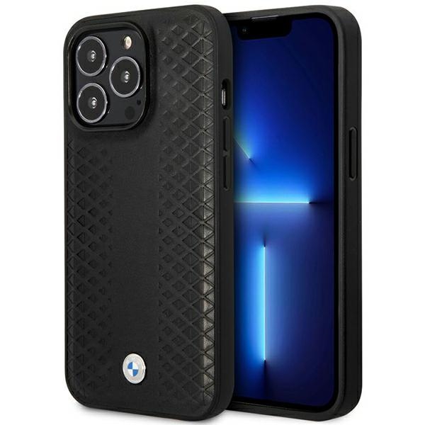 Bmw Bmhmp14x22rfgk Hülle Für Iphone 14 Pro Max 6,7" Schwarz/schwarzes Leder Mit Rautenmuster Und Magsafe