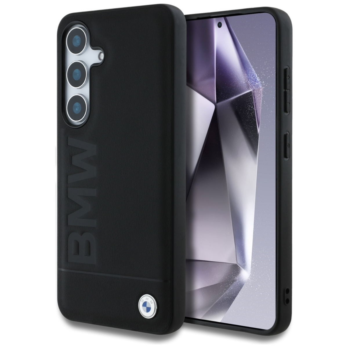 Bmw Lederhülle Mit Großem Schriftzug Für Samsung Galaxy S25+ Schwarz