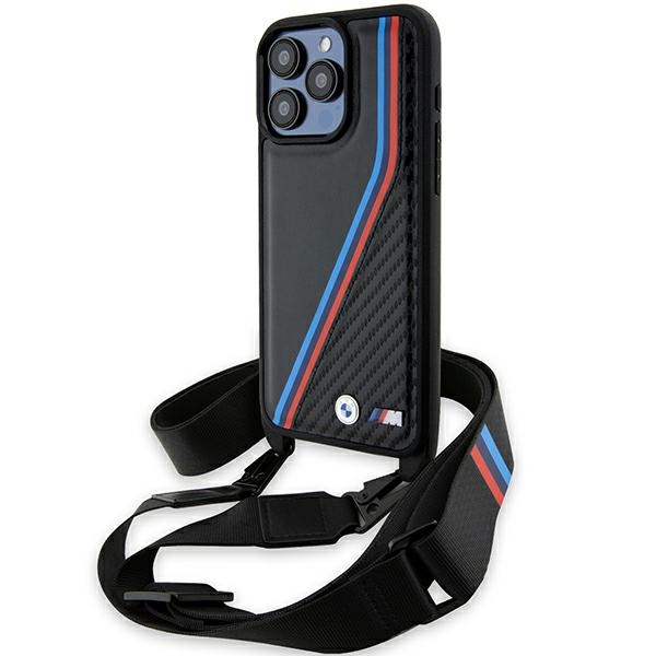 Bmw Bmhcp15l23psvtk Iphone 15 Pro 6,1" Schwarze/schwarze Hartschalen-hülle M Edition Carbon Tricolor Linien & Riemen
