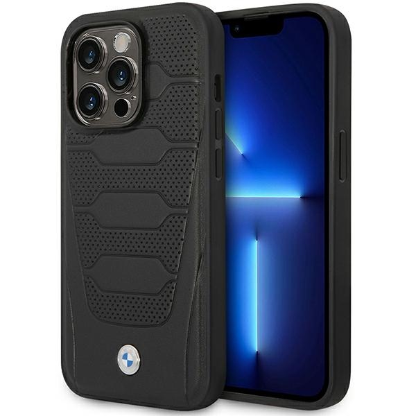 Bmw Bmhmp14x22rpsk Hülle Für Iphone 14 Pro Max 6,7" Schwarz/schwarzes Ledersitzmuster Magsafe