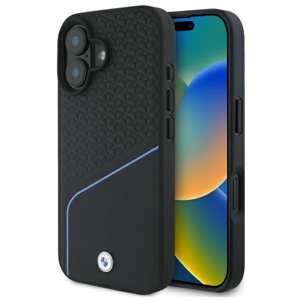 Bmw Bmhmp16s23rdclk Iphone 16 6,1" Schwarze/schwarze Hartschalen-schutzhülle Mit Strukturierter Lederoberfläche Und Magsafe-einsätzen