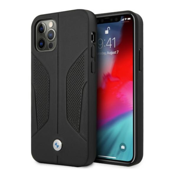 Bmw Bmhcp12lrscsk Hülle Für Iphone 12 Pro Max 6,7 Zoll, Schwarz/schwarz, Hartschalenkoffer Aus Leder Mit Perforierten Seiten