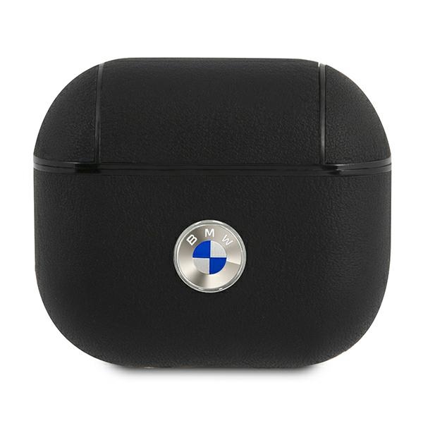 Bmw Bma3sslbk Airpods 3 Hülle Schwarz/schwarz Echtleder Silbernes Logo