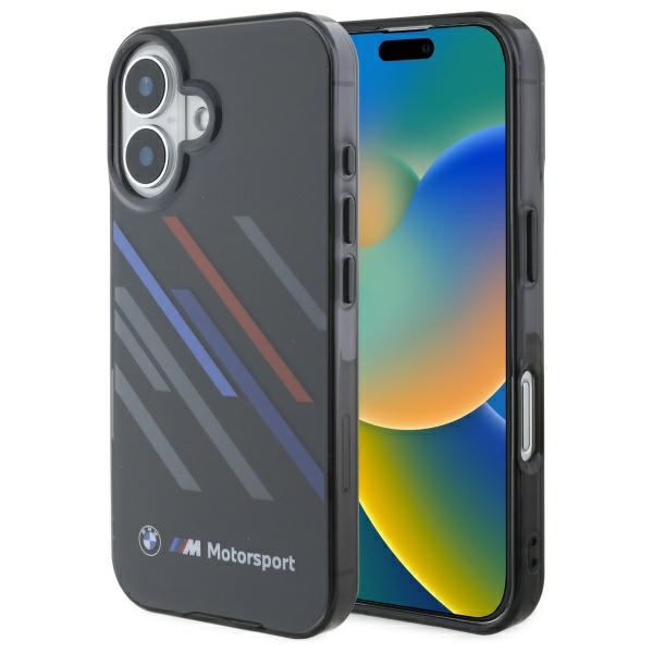 Bmw Bmhcp16m23htrak Iphone 16 Plus 6,7" Schwarze/schwarze Hartschalen-schutzhülle Motorsport Iml Random Stripes