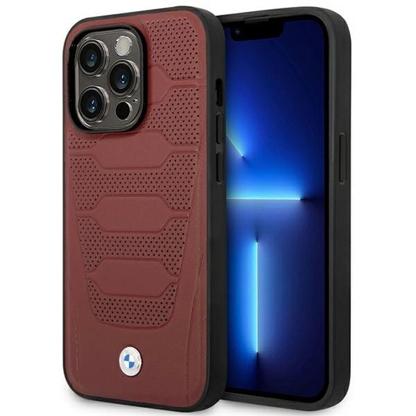 Bmw Bmhmp14x22rpsr Hülle Für Iphone 14 Pro Max 6,7" In Burgunderrot Mit Ledersitzmuster Und Magsafe-anschluss