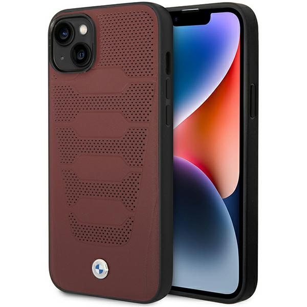 Hülle Bmw Bmhcp14s22rpsr Für Iphone 14 / 15 / 13 (6,1 Zoll), Bordeauxrot/bordeauxrotes Ledersitzmuster