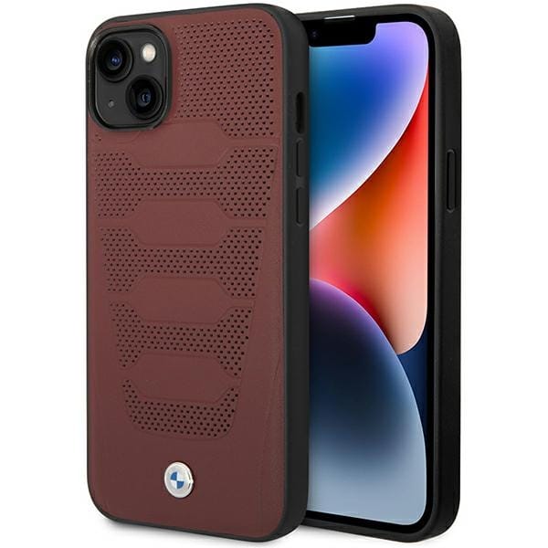 Hülle Bmw Bmhcp14s22rpsr Für Iphone 14 / 15 / 13 (6,1 Zoll), Bordeauxrot/bordeauxrotes Ledersitzmuster