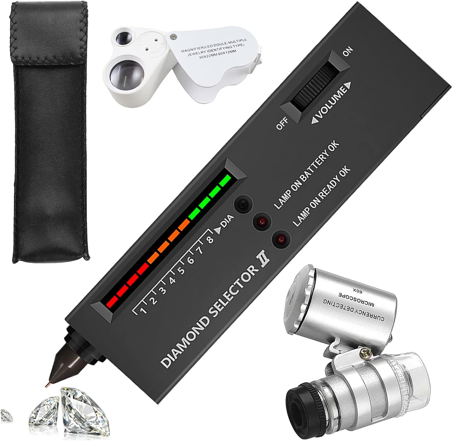 Professioneller Diamantprüfstift Für Schmuck Und Elektronischen Schmuck, Mit 30-facher Und 60-facher Vergrößerung, Faltbare Mini-led-lupe
