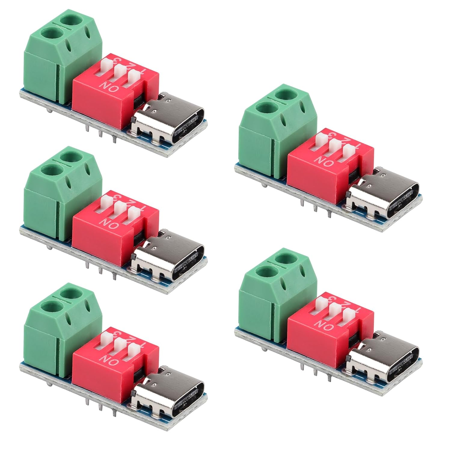 5er-pack Usb-c Pd-trigger-board-module, Decoy Pd/qc-schnellladeplatinen, Power-delivery-boost-module Mit Dip-schalter Für 5 V, 9 V, 12 V, 15 V Und 20 V Schnellladung, Kompatibel Mit Pd 3.0/2.0 Und Qc