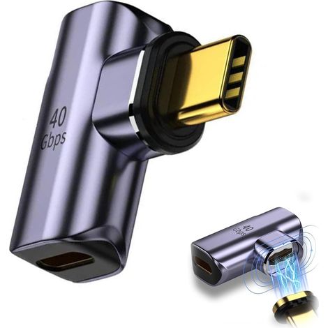 100-w-schnellladeadapter Mit Magnetischem Usb-c-pd-anschluss, 24-poliger Usb-c-buchse Auf Usb-c-stecker, 40 Gbit/s, 8k-videoübertragung Bei 60 Hz, 90°-winkeladapter Für Macbook Pro/air Thunderbolt 3/4