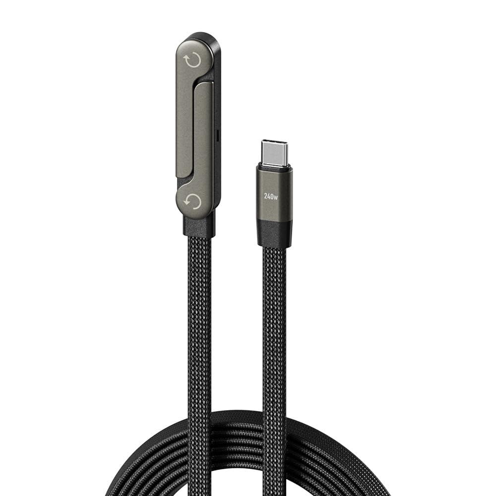 240-w-2-in-1-usb-c-ladekabel Mit Unsichtbarem Seitenständer, Geflochtenes Usb-c-auf-typ-c-schnellladekabel Für Iphone 17, 16, 15, Samsung Und Macbook Pro Tablets, 1,5 M