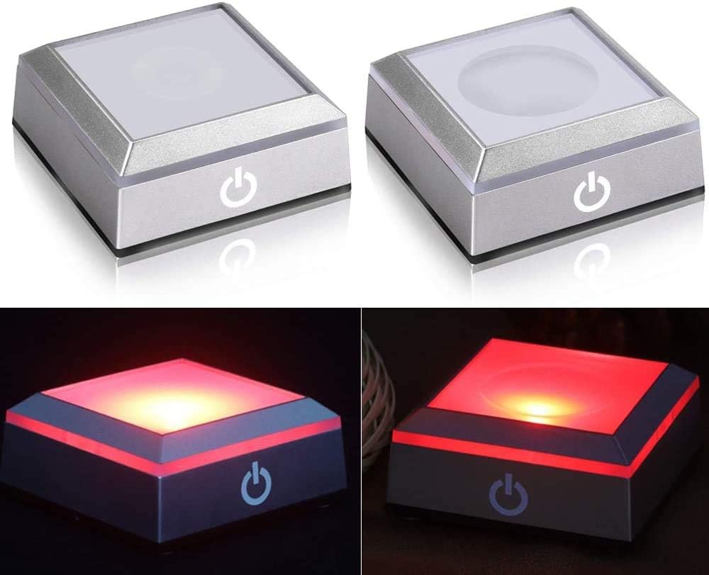 Set Mit 2 Led-leuchtfüßen, Mehrfarbigen Led-displayständern Mit 6 Beleuchtungsmodi Für Kristalle, Glas Und Kunstdekoration, Inklusive Berührungsempfindlichem Schalter