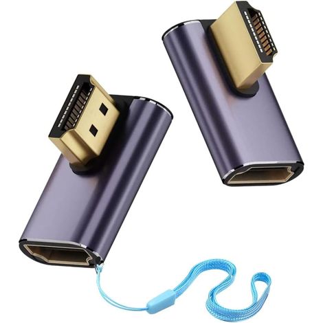 2-teiliger Rechtwinkliger Hdmi-adapter (48 Gbit/s, 8k@60hz, 4k@120hz) Mit Led-anzeige Und Handschlaufe, Hdmi 2.1-winkelstecker (männlich/weiblich) Für Uhd-fernseher, Projektoren Und Laptops
