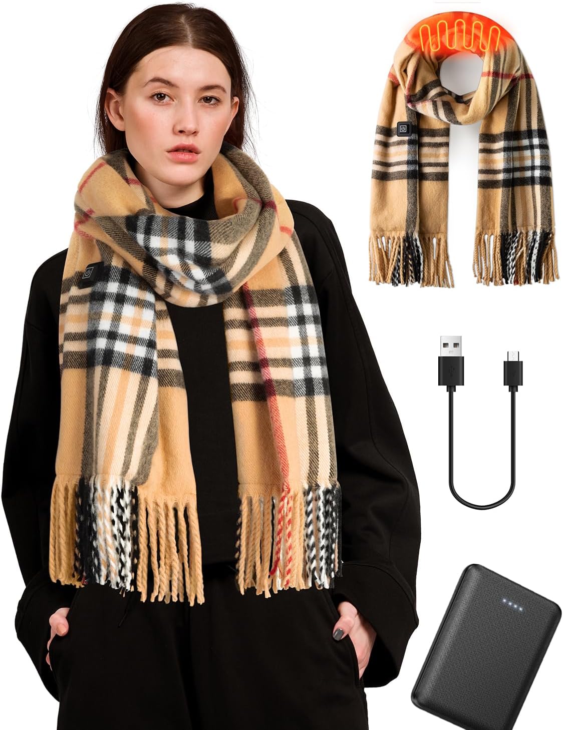 Eventek Heizschal Mit Sicherem Und Stabilem 12-w-netzteil, 3 Temperaturstufen Einstellbar, Stylisches Design, Ideal Für Outdoor-sportarten Wie Winterradfahren, Angeln Und Skifahren