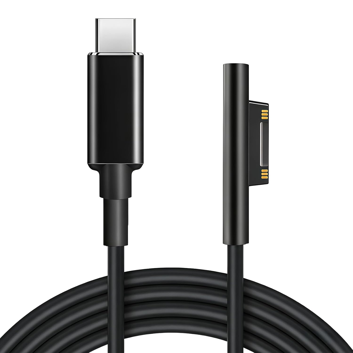 Surface Usb-c Ladekabel 15v 3a, 45w Geflochtenes Nylon Mit Usb-c-schnittstelle Für Microsoft Surface Pro 3/4/5/6/7, Go 2, Laptop 1/2/3, Book 1/2, 2m Schwarz (pd-netzteil Erforderlich)