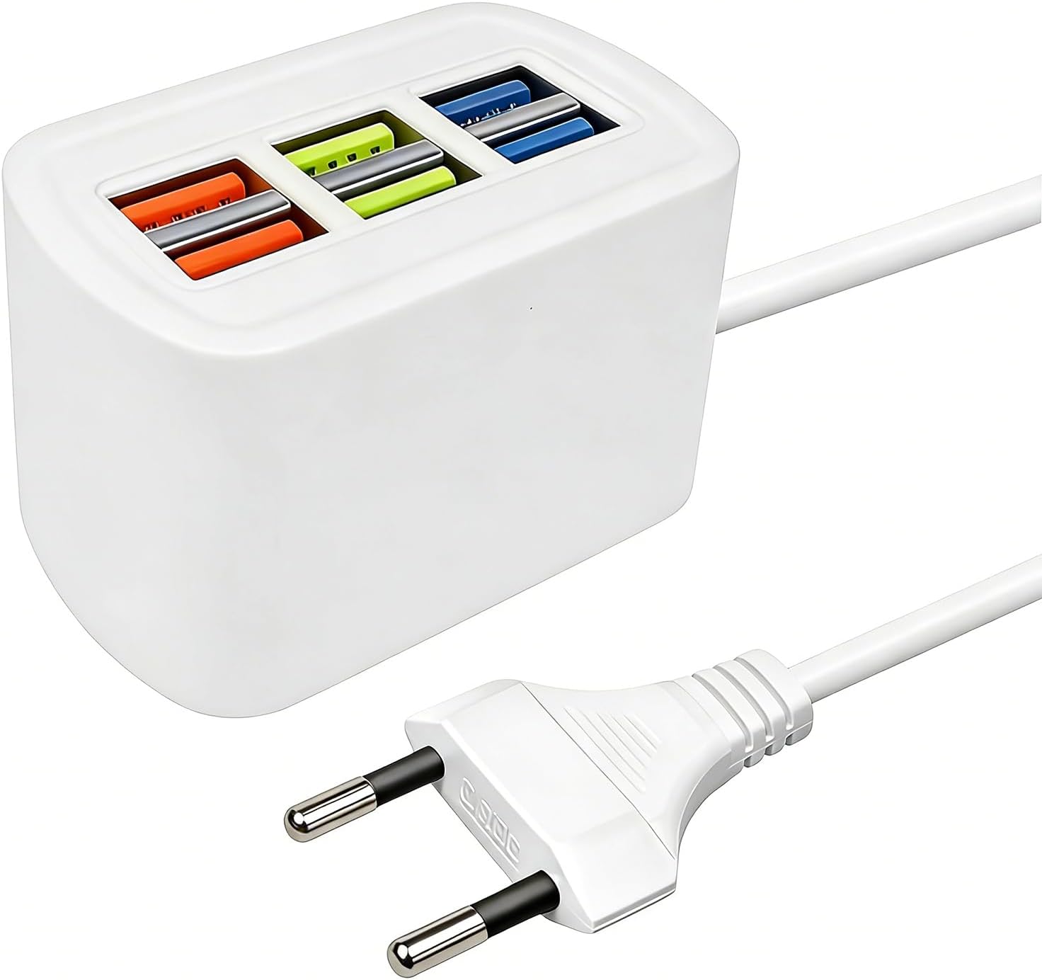 Tragbare 6-port-usb-ladestation (5 V, 3,1 A), Usb-a-ladehub Mit Europäischem Stecker Für Smartphones, Tablets, Tastaturen, Mäuse, Gamecontroller Und Kopfhörer