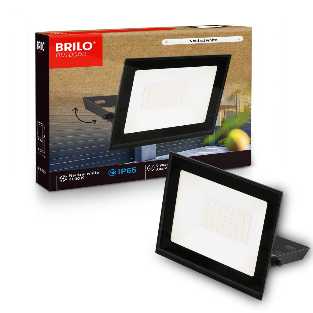 Briloner Led Strahler Außen Ip65 Staub- Und Strahlwasserschutz 14x17 Cm Rechteckig 30w 2700lm 6500k Neutralweiß Schwarz - Fluter Garten Garage Auffahrt