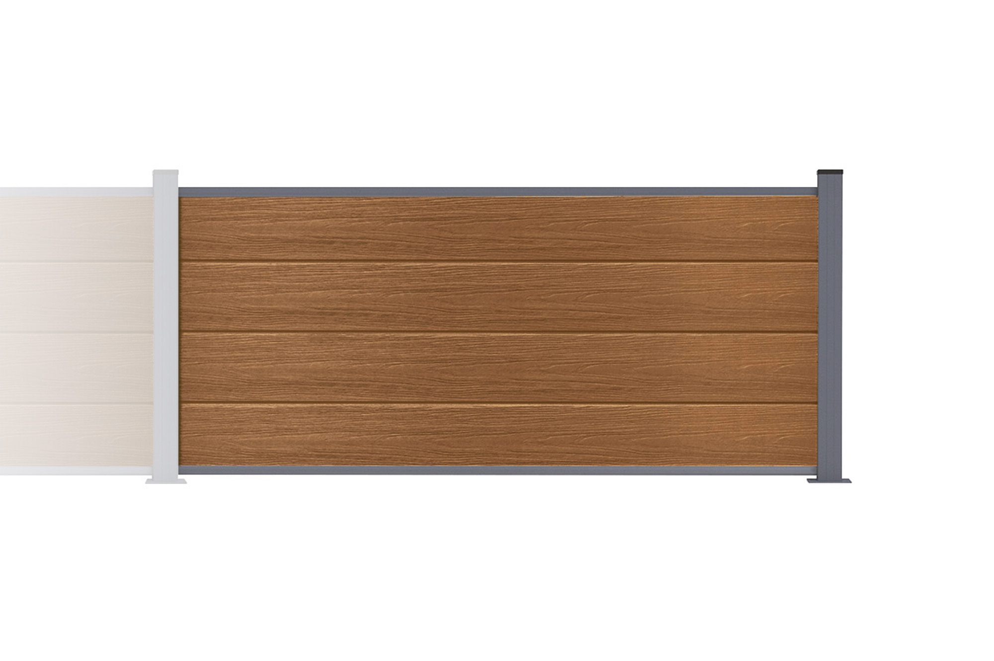 Erweiterungsset Verbundzaun 2 M Stockhorn H.90 Cm Auf Platte Teak