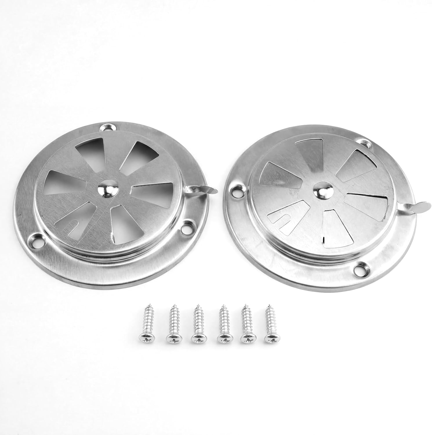 2er Set Lüftungsgitter Rund, 95 Mm, Abschließbar, Lüftungsrosette Rund Aus Edelstahl, Lüftungsgitter, Lüftungsgitter Aus Blech, Silber, Lüftungsrosette Rund Aus Edelstahl