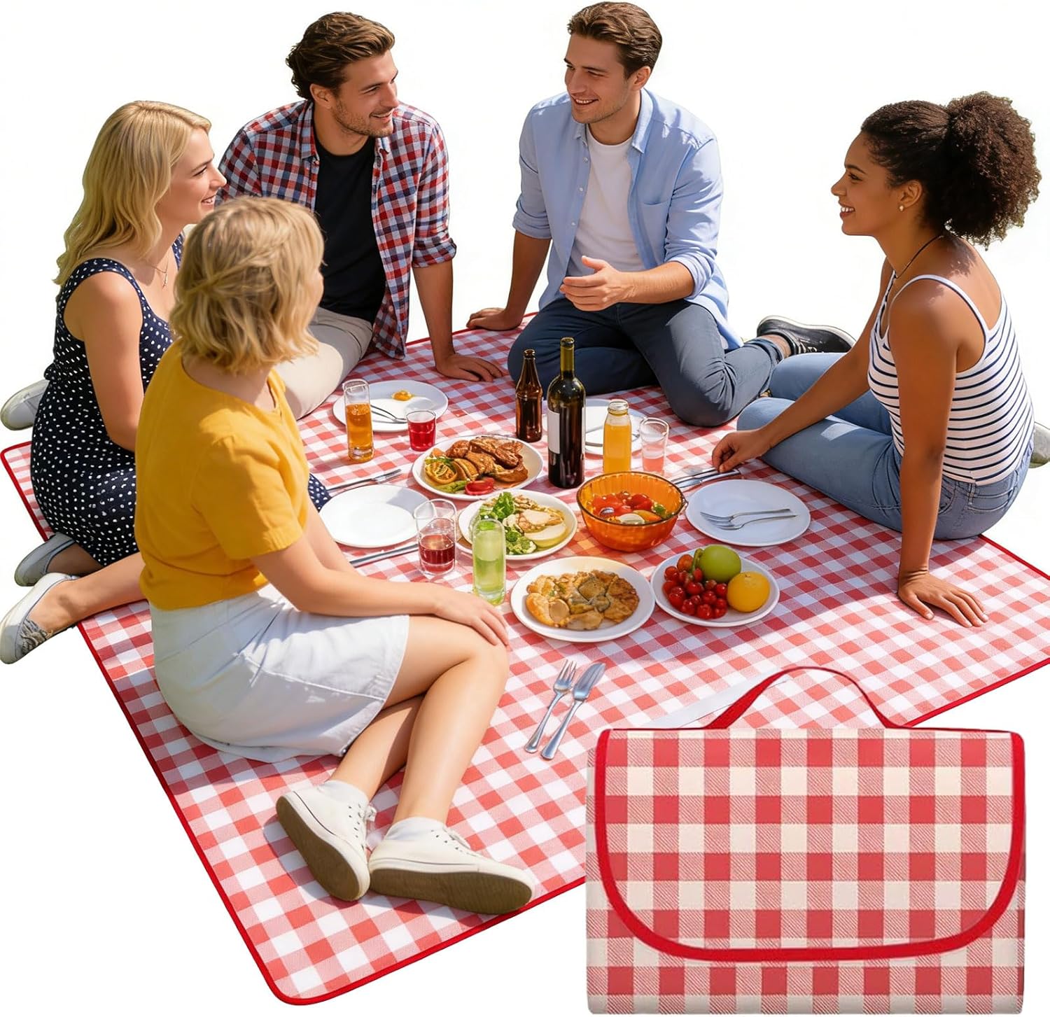 Große Wasserdichte Picknickdecke, 200 X 200 Cm, Sanddicht, Picknickmatte, Faltbar Mit Griff Mit Griff, Geeignet Für Wandern, Reisen, Outdoor, Camping, Park