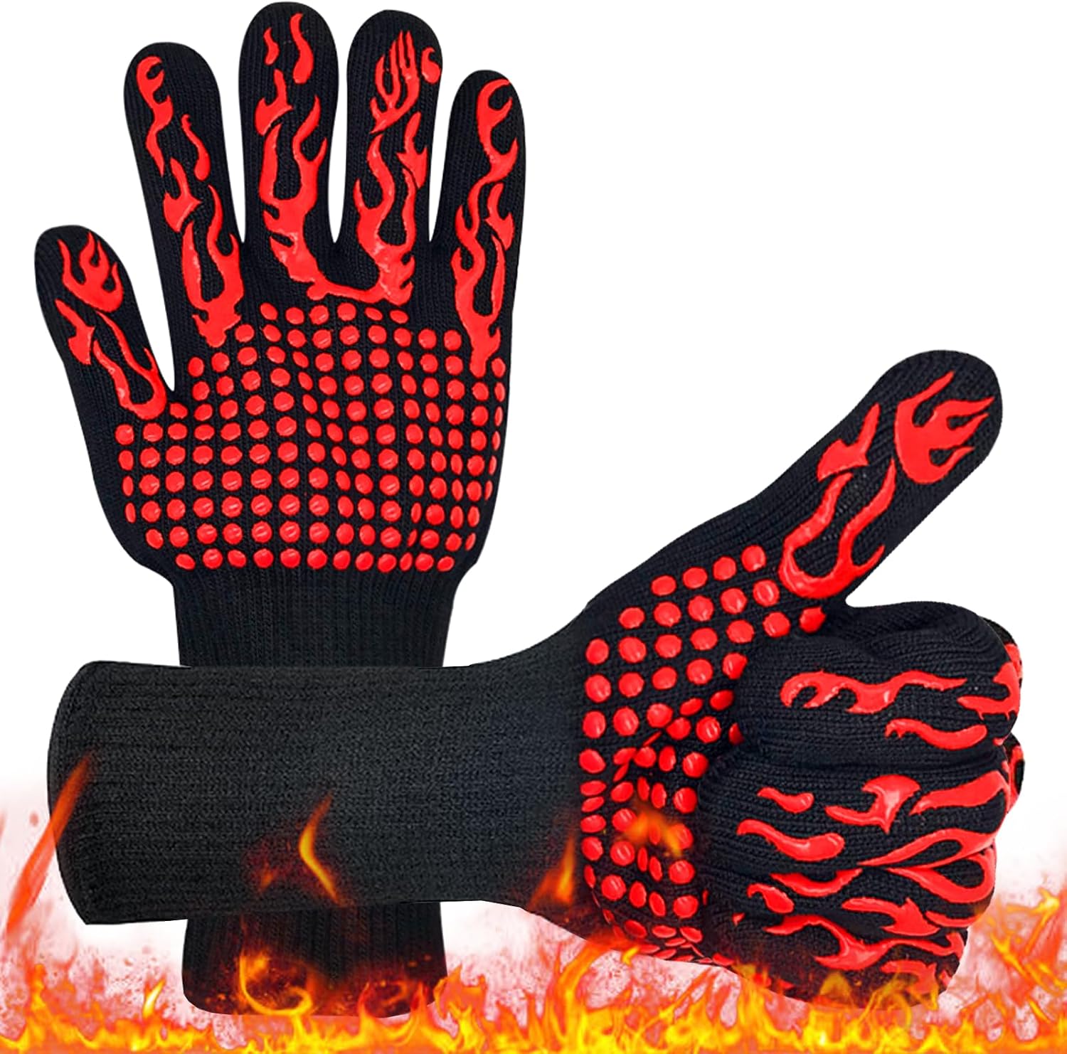2 Stück Anti-hitze-handschuh, Beständig Bis 800 °c, Küchenhandschuhe, Ofenhandschuhe, Hausmannskost, Grill- Und Mikrowellenhandschuhe, Hitzeschutz Für Industrielle Wärmebehandlung