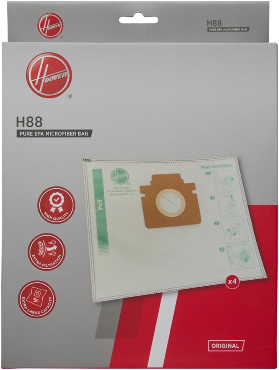 H88 Staubsaugerbeutel, Kompatibel Mit H-energy 500 Staubsaugern, Original-mikrofaserbeutel, Epa-zertifiziert, 4er-packung