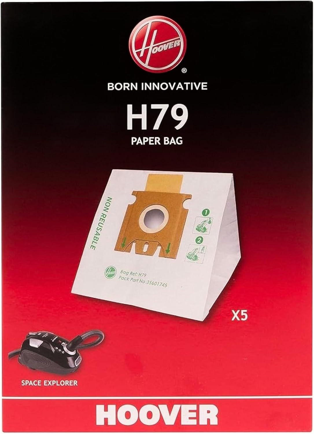 H79 Staubsaugerbeutel, Kompatibel Mit Power Capsule Und Space Explorer Bodenstaubsaugern, Original-papierbeutel, Geruchsdicht, 5er-packung