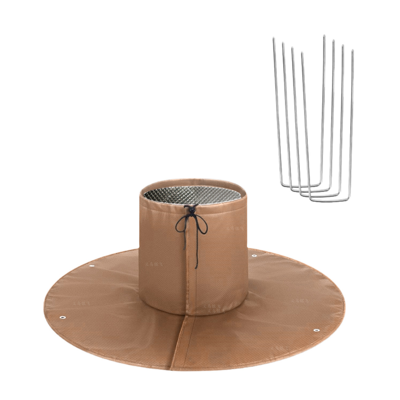 Ccykxa 2-teiliger Winterschutz Für Palmen, Wurzelschutzabdeckung Gegen Frost, 3 Isolierende Lagen Inklusive Befestigungspfähle, Wiederverwendbarer Baumschutz Für Olivenbäume Und Sträucher, Ø 100 Cm