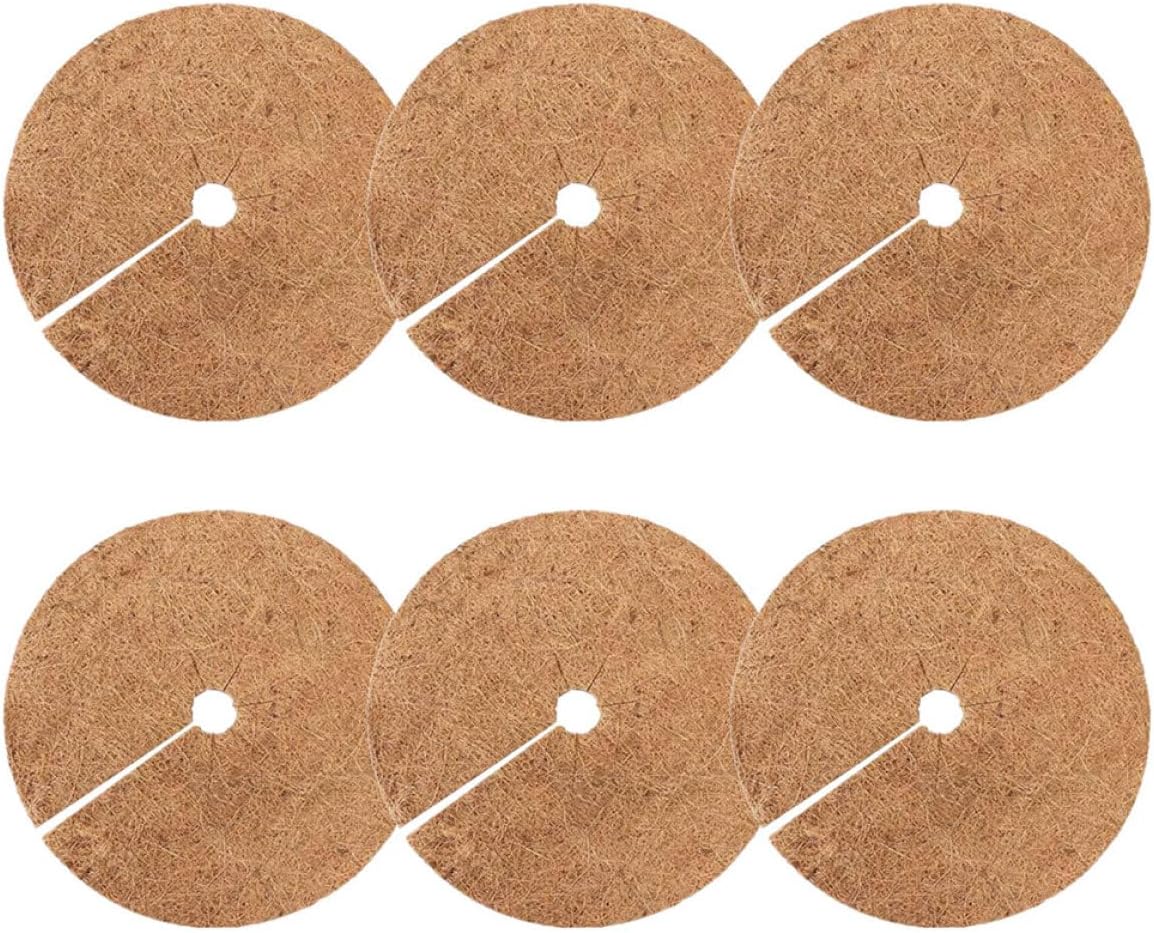 Ccykxa 6er-set Pflanzenfaser-mulchmatten, 30 Cm Durchmesser, Runde Ringe, Frostbeständig Und Feuchtigkeitsspeichernd Für Blumentöpfe Und Gartenpflanzen, Zuschneidbare Einlage Für Den Garten