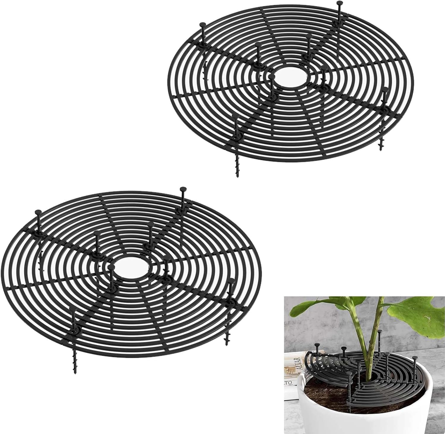 Ccykxa Set Mit 2 Pflanzenschutzkappen: Blumentopfdeckel, 30 Cm, Schwarz, Für Den Innen- Und Außenbereich, Katzensichere Blumentopfschutzkappen