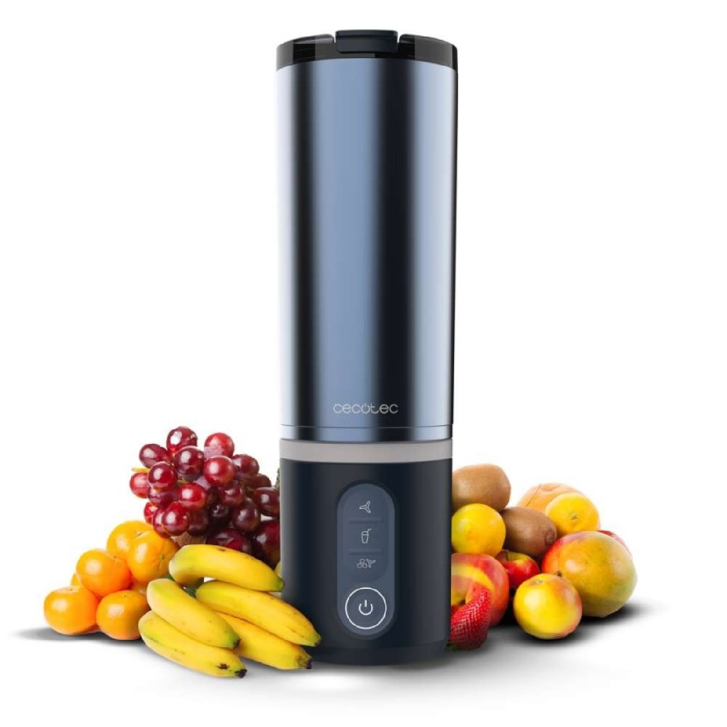 Cecotec Personal Blender Power Titanium Shake2go Dark Steel. 180 W, Bpa-freier Metallbecher 600 Ml, 3 Automatikprogramme.