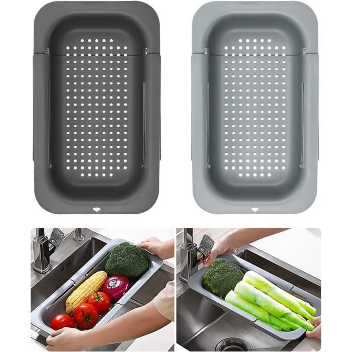 2-teiliger Spülbeckenkorb, Erweiterbarer Küchenorganizer, Korb Zum Waschen Von Gemüse Und Obst, Zum Abtropfen Von Nudeln, Unverzichtbares Küchenutensil