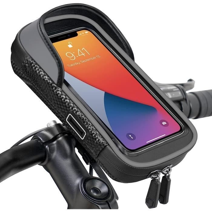(schwarz) Wasserdichte Fahrrad-handyhalterung, Mountainbike-handytasche Mit Transparentem Touchscreen Und Sonnenschutz Für 7-zoll-smartphones