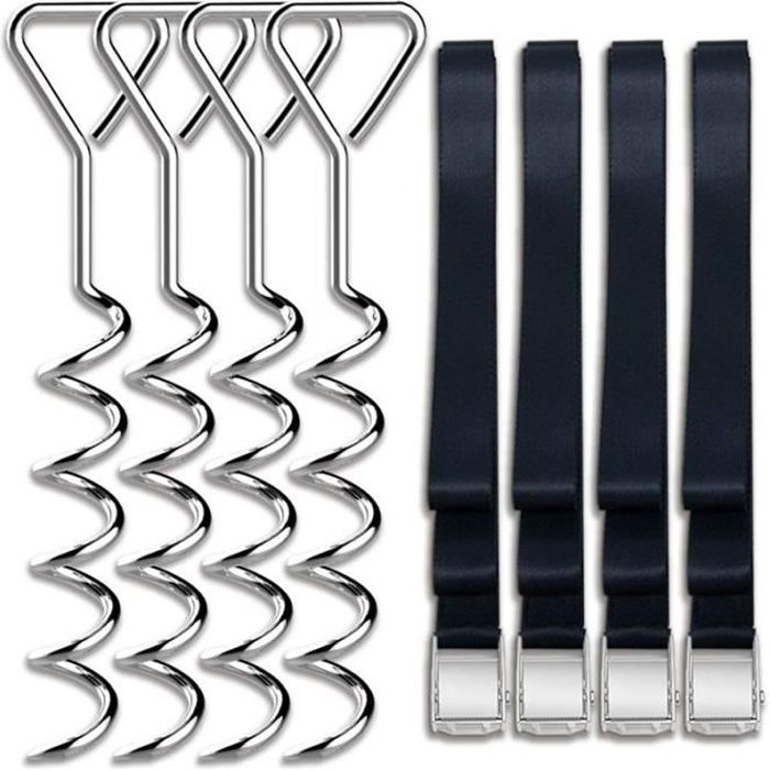 (schwarz Und Silber) Stahlverankerungsset Für Schwerlasttrampoline – Sodial – Schwarz Und Silber – 18 X 5 X 42 Cm
