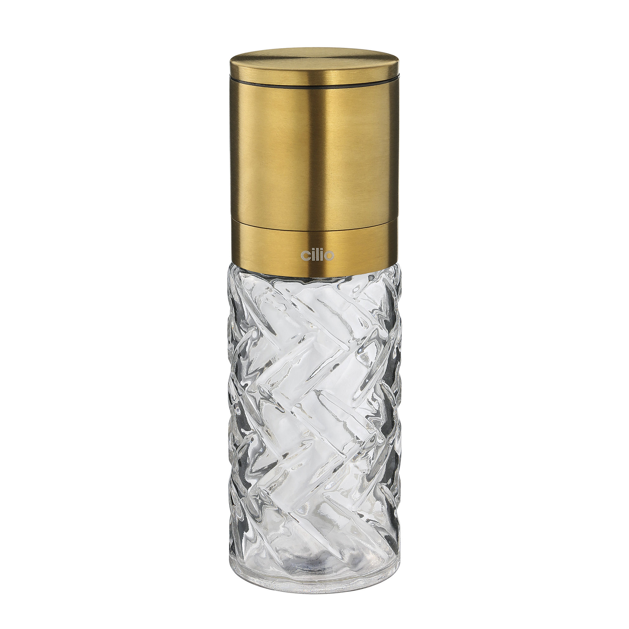 Salz- Oder Pfeffermühle, Glas/edelstahl, Durchmesser 5,5 X 16 Cm, Farbe Cristallo/cilio (gold).