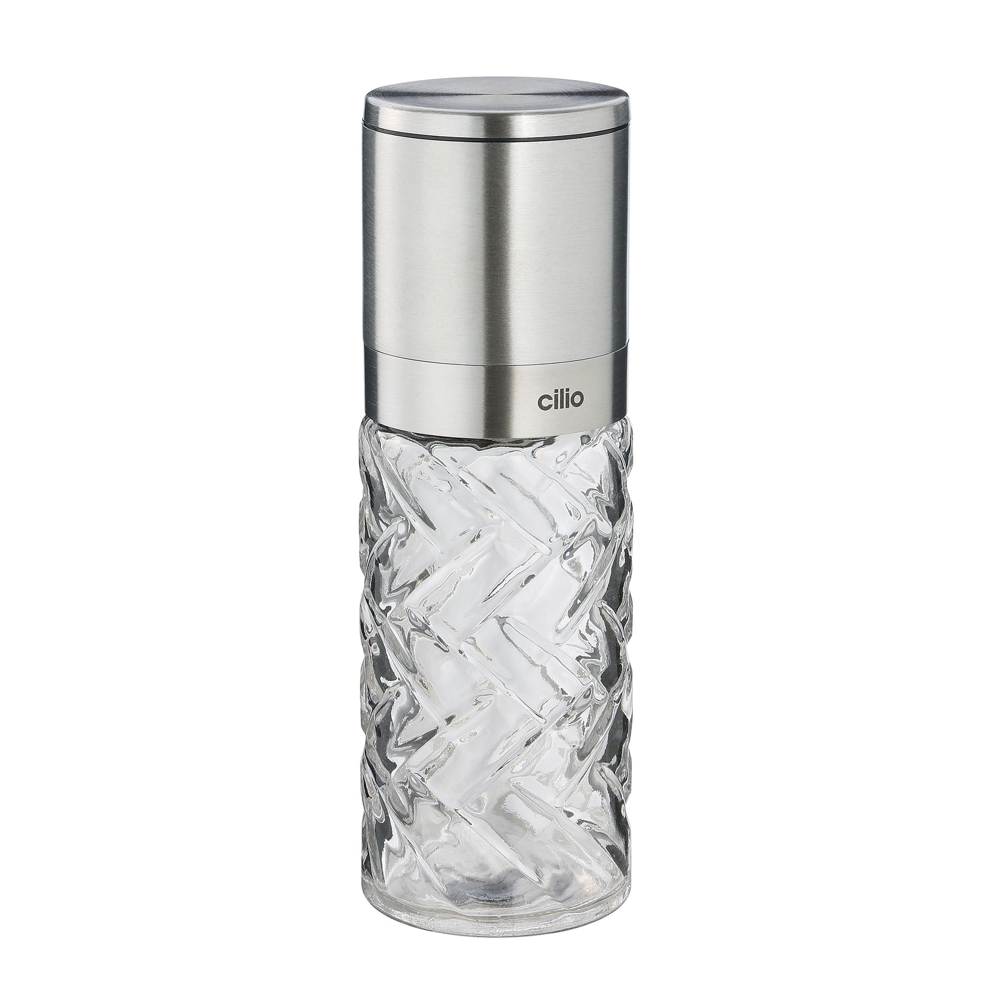 Salz- Oder Pfeffermühle, Glas/edelstahl, Durchmesser 5,5 X 16 Cm, Stahlfarbe Cristallo / Cilio