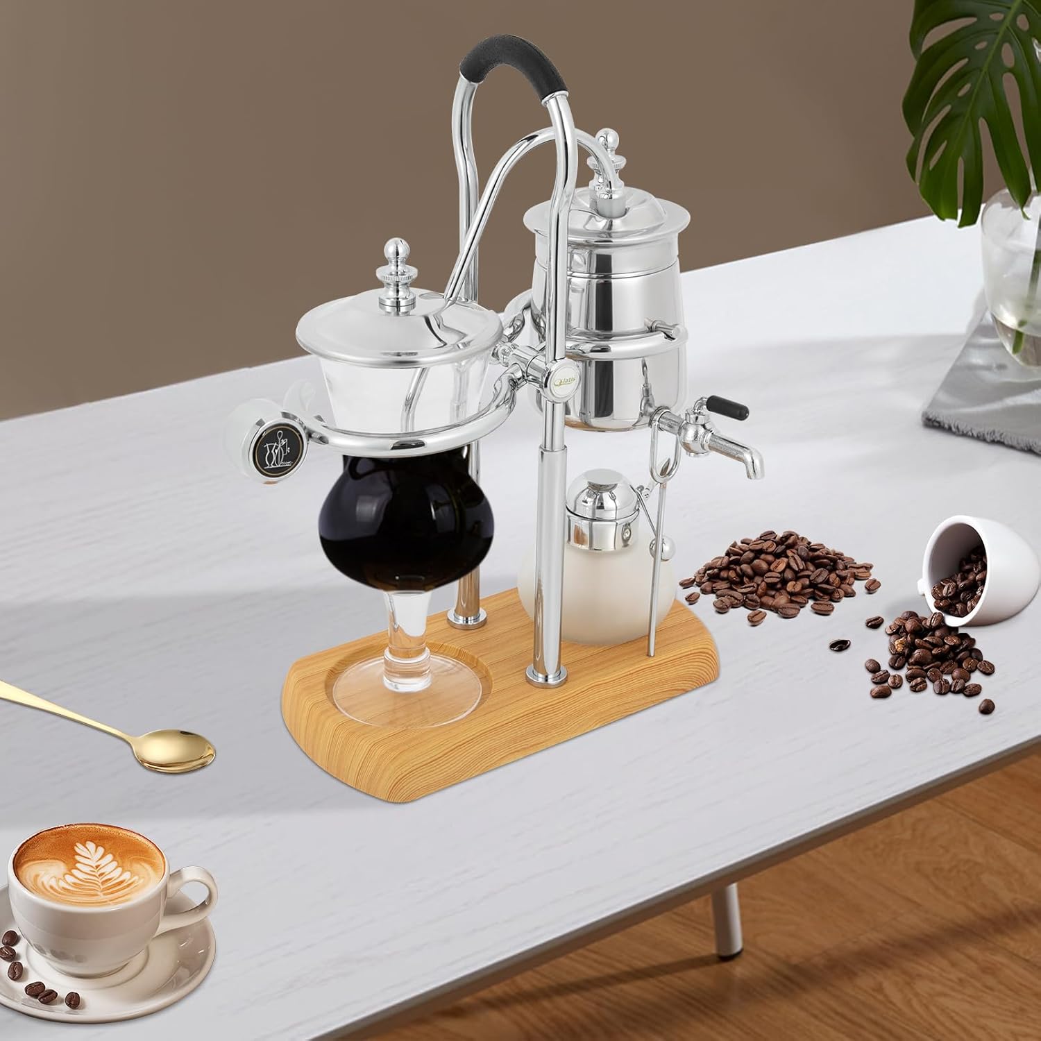 Rainbow-kaffeemaschine, Retro Silber Handwerkliche Kaffeemaschine, Für Den Extrakt Von Kaffee Und Tee, 23,5 12 38cm