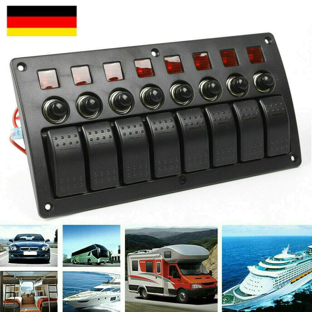 12v / 24v Schiffs 8-bit-led-schalterpanel Schalter Rotes Licht, 3-in-1-schalterpanel, Schiff, Pickup, Bus, Limousine